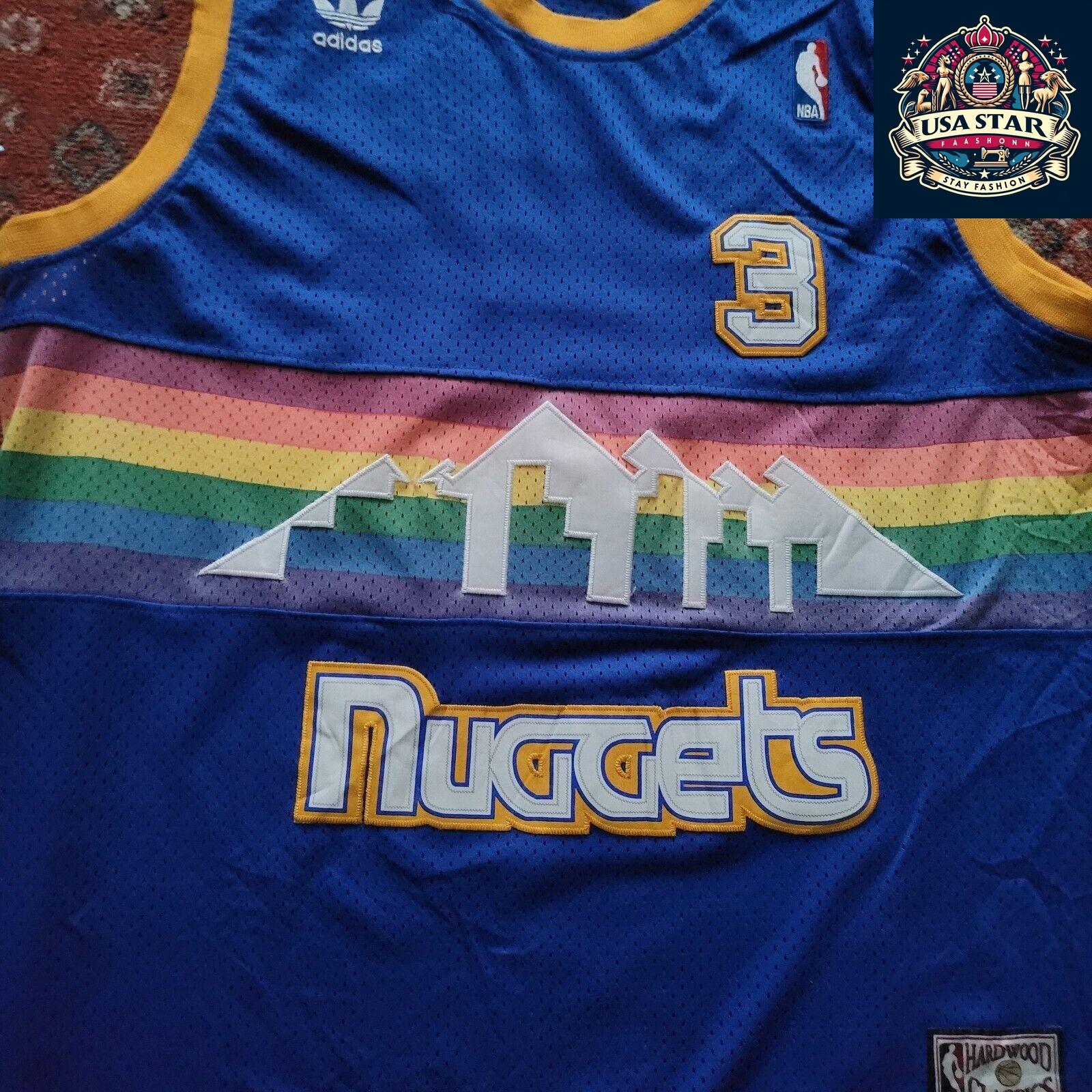 Adidas NBA Hardwood Classics #3 Allen Iverson Denver Nuggets Jersey XL Rainbow Vintage Authentic - USASTARFASHION