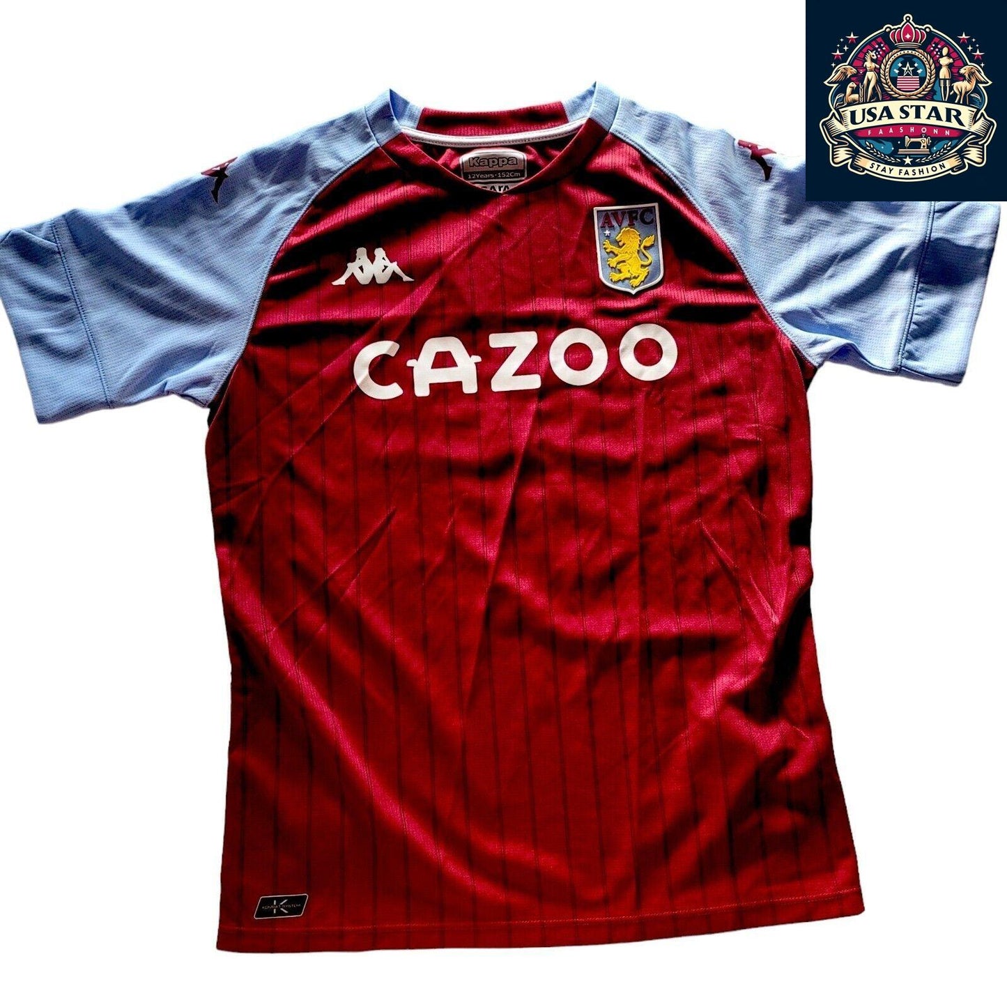 Kappa Aston Villa Jersey Youth Size 12 Years Maroon & Light Blue with Custom Grant 10 - USASTARFASHION