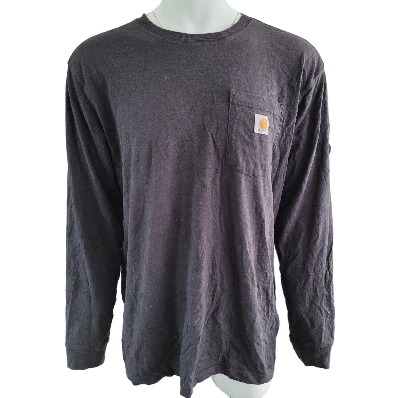 Carhartt Black Long Sleeve Shirt - 100% Cotton, Loose Fit, Size L for Men-USASTARFASHION