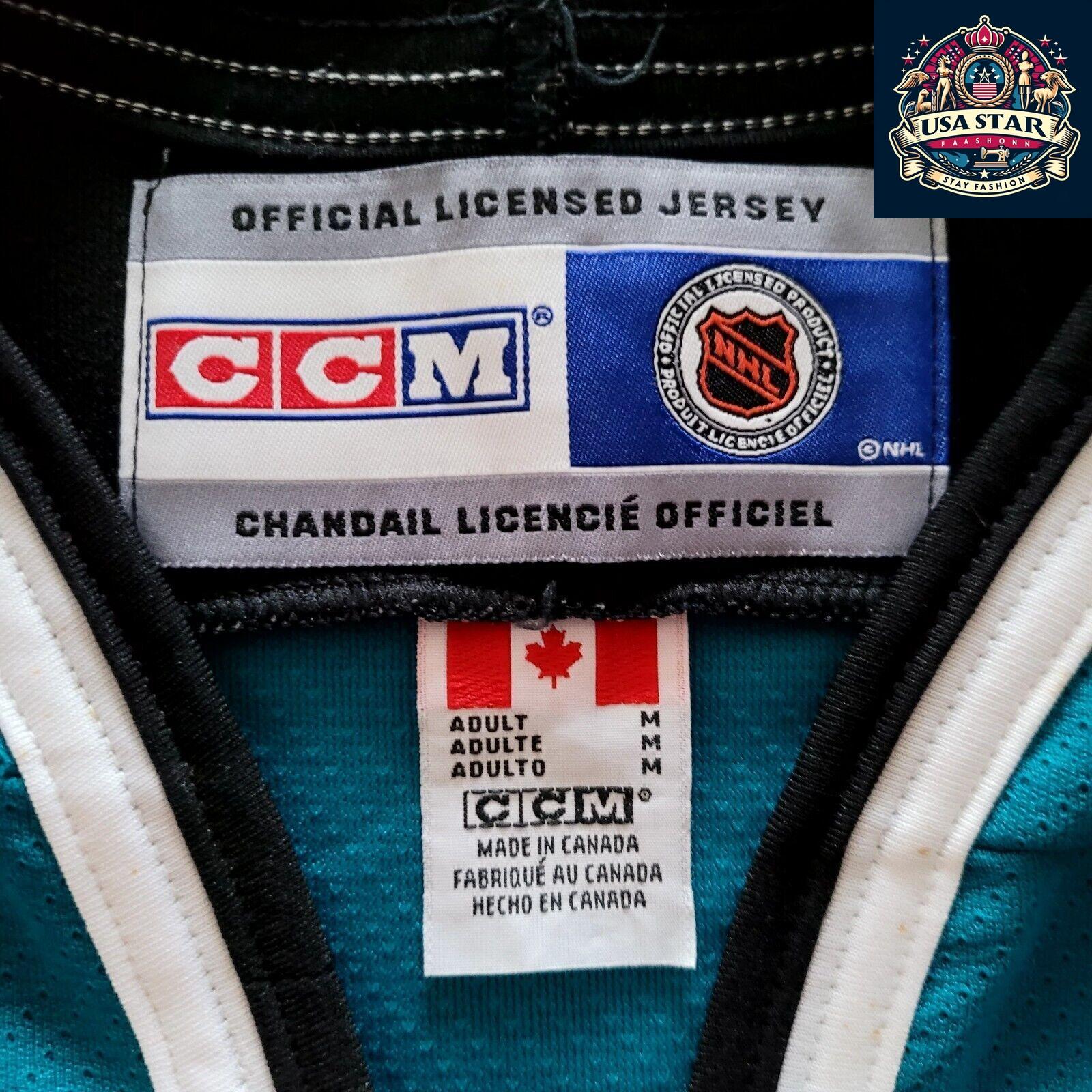 CCM San Jose Sharks Jersey, Teal Men's Medium, Embroidered Logo, Mesh Panels, NHL Official - USASTARFASHION