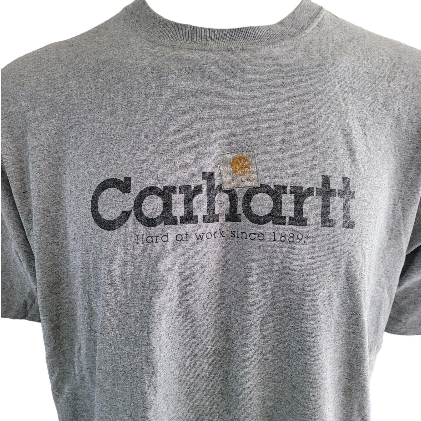 Carhartt Gray Short Sleeve Shirt | XL, Logo Design, Cotton Blend-USASTARFASHION