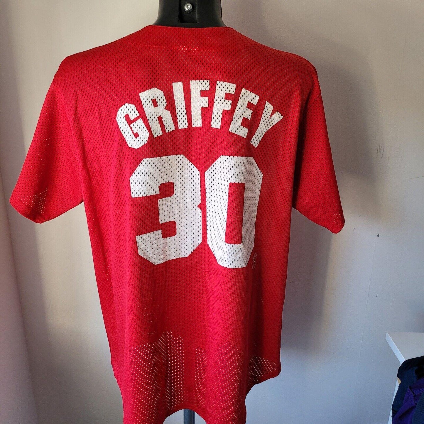 CINCINNATI REDS #30 GRIFFEY L BASEBALL JERSEY | AUTHENTIC MAJESTIC SHIRT WEBBED LOGO-USASTARFASHION