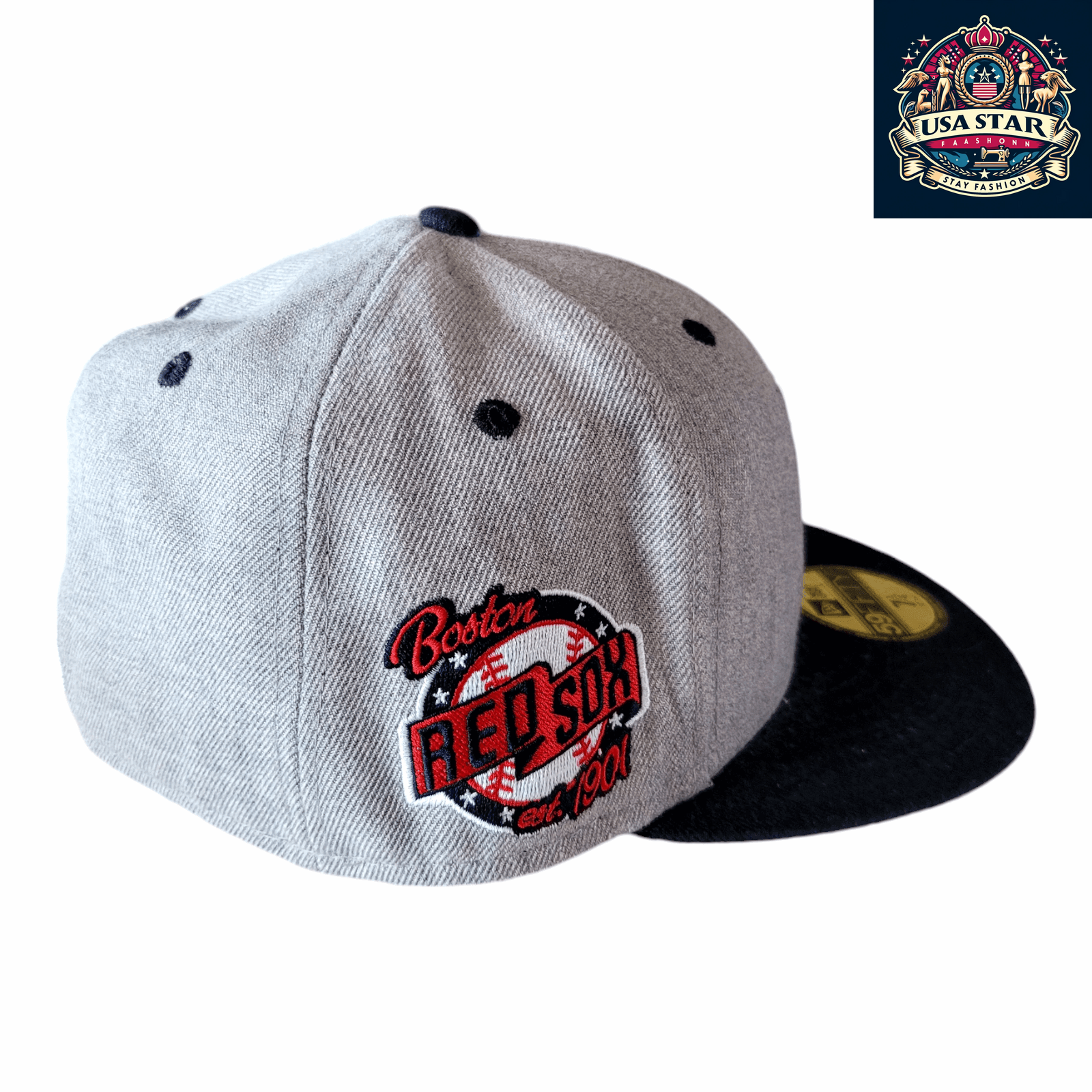 Boston Red Sox Fitted Cap 59FIFTY - Grey/Black, Size 7 1/4 (57.7cm), Premium Comfort & Style - USASTARFASHION