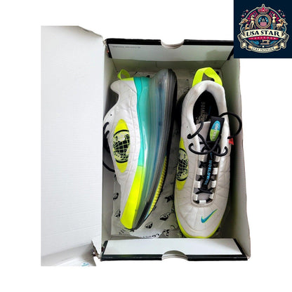 Nike MX 720 Air Max Shoes Unisex White Lime Green Size 10 UK With Air Cushioning & Breathable Design - USASTARFASHION