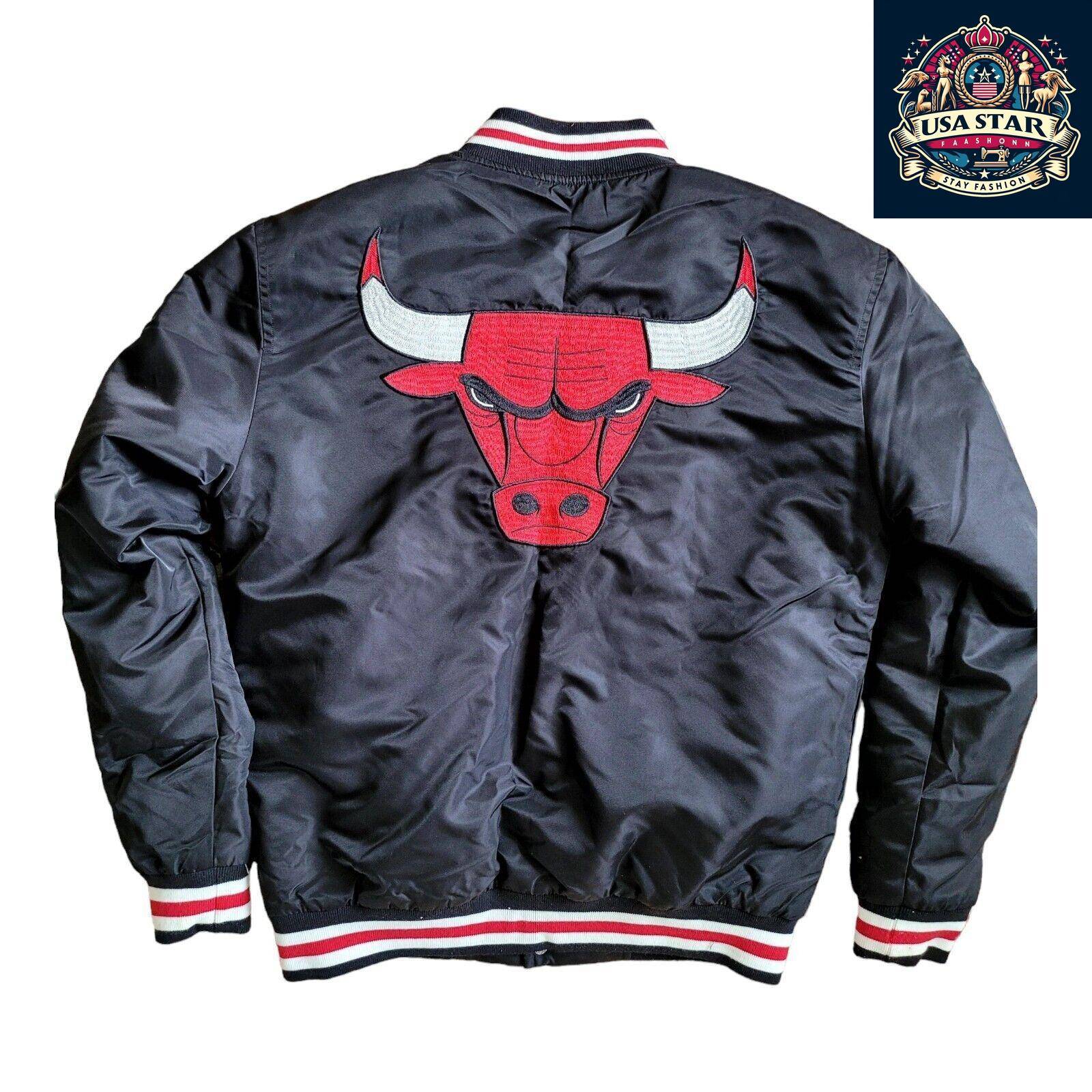 Chicago Bulls Bomber Jacket Men's XS Black Coat with Zach LaVine #8 Logo and Bold Design - USASTARFASHION