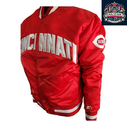 Vintage Cincinnati Reds Jacket by Starter Diamond Collection, Men's L (Fits Like M), Snap Closure - USASTARFASHION