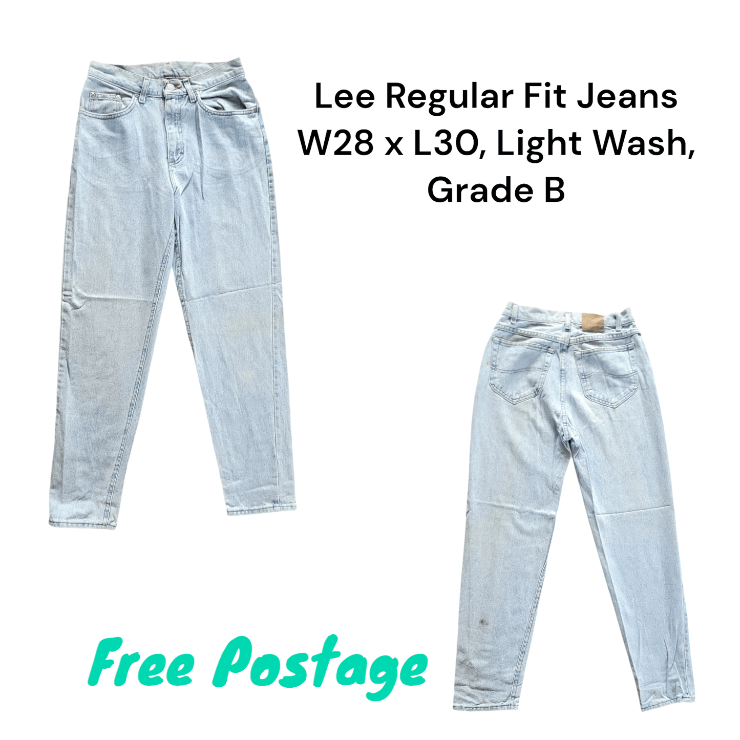 Lee Regular Fit Jeans W28 x L30, Light Wash, Grade B