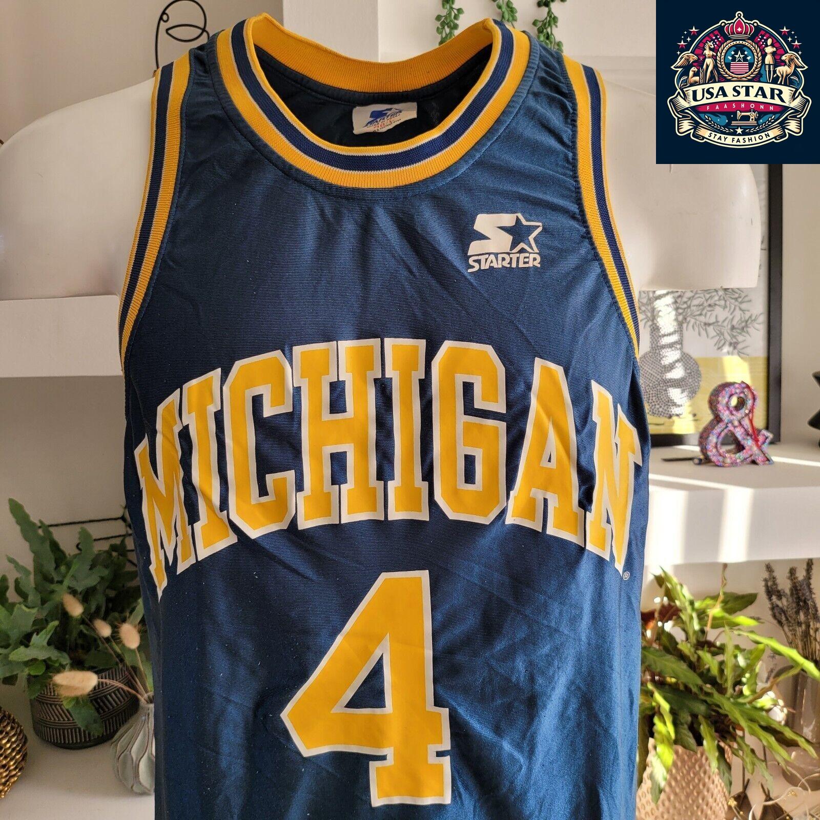 Vintage Michigan Wolverines Jersey Starter #4 Chris Webber Size 48 Large Pre-Owned Classic - USASTARFASHION