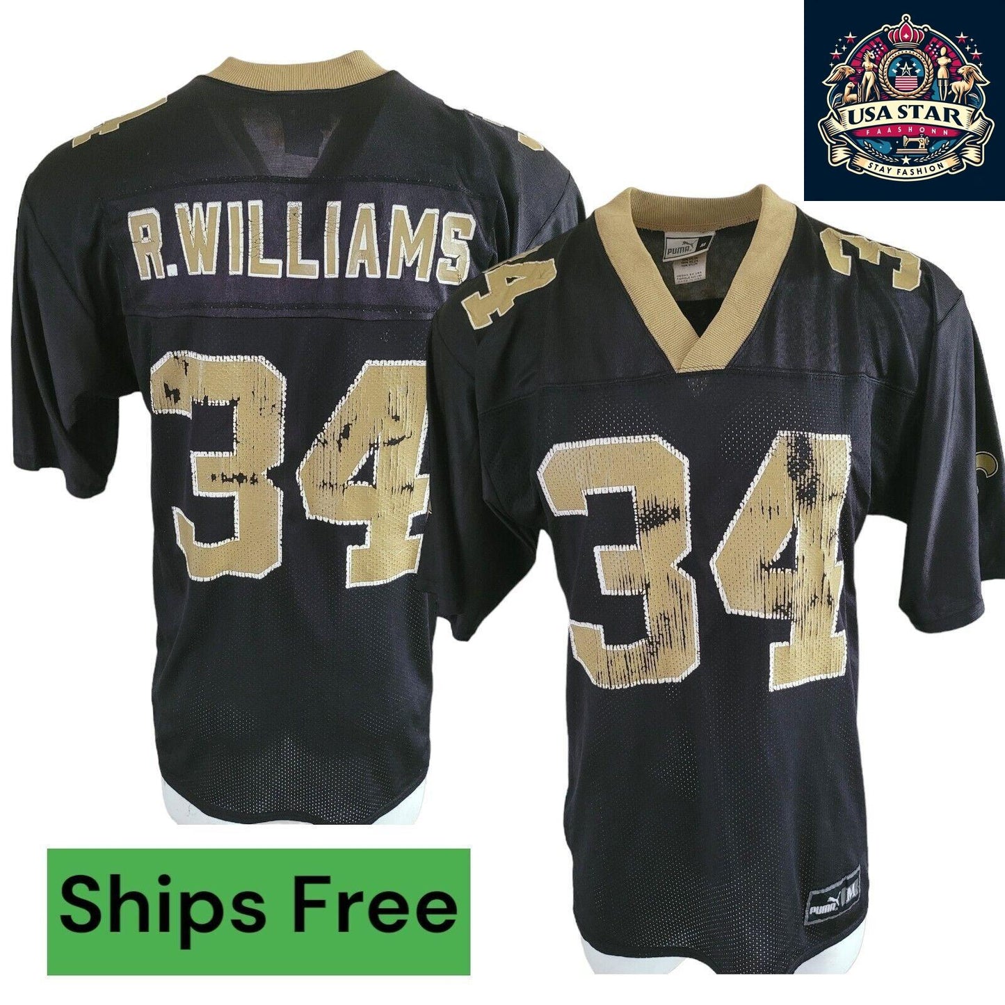 Vintage PUMA NFL New Orleans saints R Williams jersey SZ M - USASTARFASHION