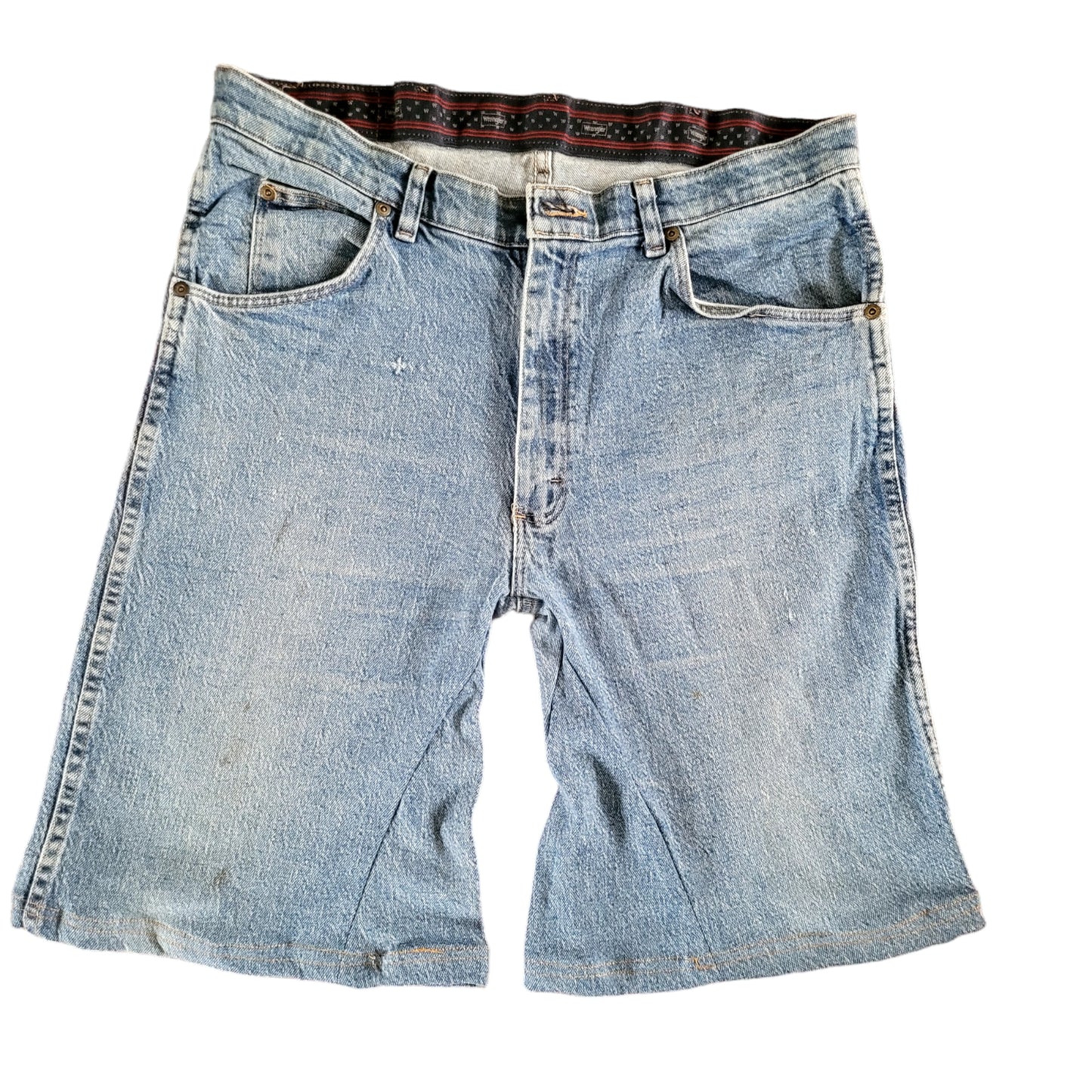 Wrangler Jorts, W34, Medium Blue Denim, Ideal for Workwear and Activities-USASTARFASHION