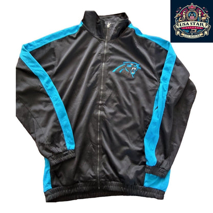 GIII Carolina Panthers Track Jacket Size L - Stylish, Comfortable, Iconic Team Colors - USASTARFASHION