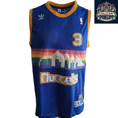 Adidas NBA Hardwood Classics #3 Allen Iverson Denver Nuggets Jersey XL Rainbow Vintage Authentic - USASTARFASHION