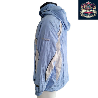 Columbia Waterproof Jacket For Women - Lightweight, Stylish, Sky Blue, Adjustable Hood, Versatile Outdoors - USASTARFASHION