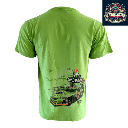 Danica Patrick T-Shirt - Chase Authentics GoDaddy Racing Apparel M Green 100% Pre-Shrunk Cotton - USASTARFASHION