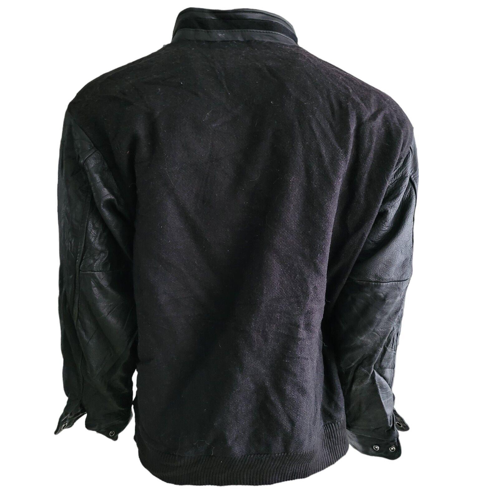 Canada Sportswear Men's Varsity Bomber Jacket - Leather Sleeve & Wool Body - Black - Size XXL-USASTARFASHION