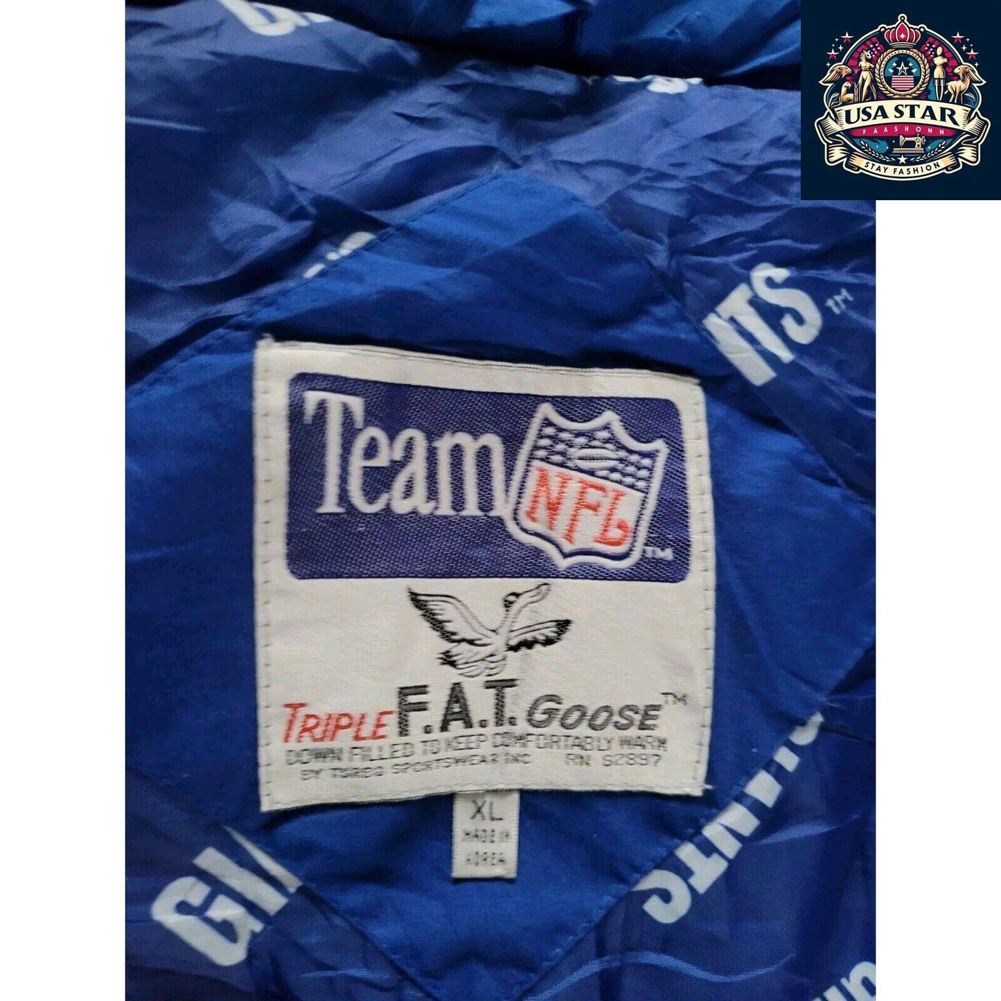 New York Giants Jacket - XL Triple Fat Goose Urban Parka with Down Insulation for Warmth - USASTARFASHION