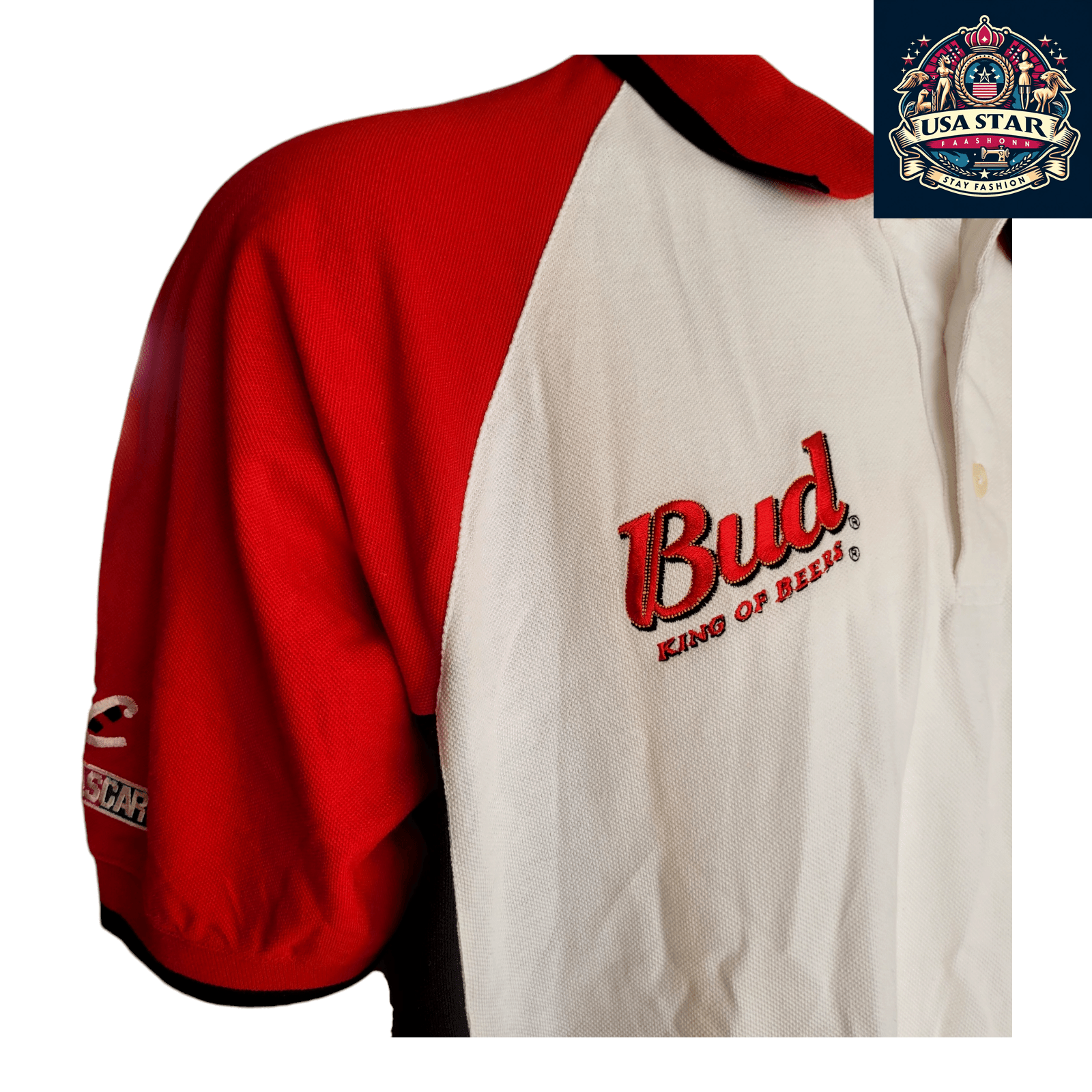 Dale Earnhardt Jr Polo Shirt 2XL Cotton - Budweiser Racing Polo, Comfortable & Stylish Design USASTARFASHION