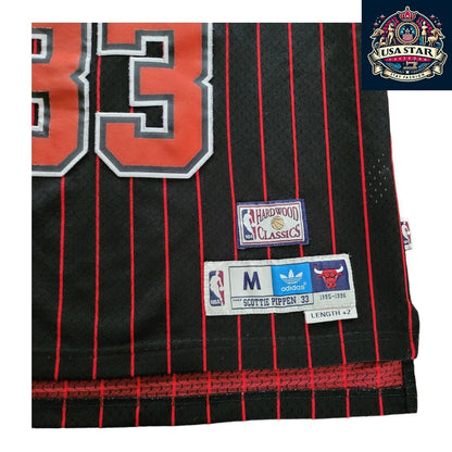 Scottie Pippen #33 Chicago Bulls Jersey - Black Red Pinstripe Vintage M - NBA Apparel - USASTARFASHION