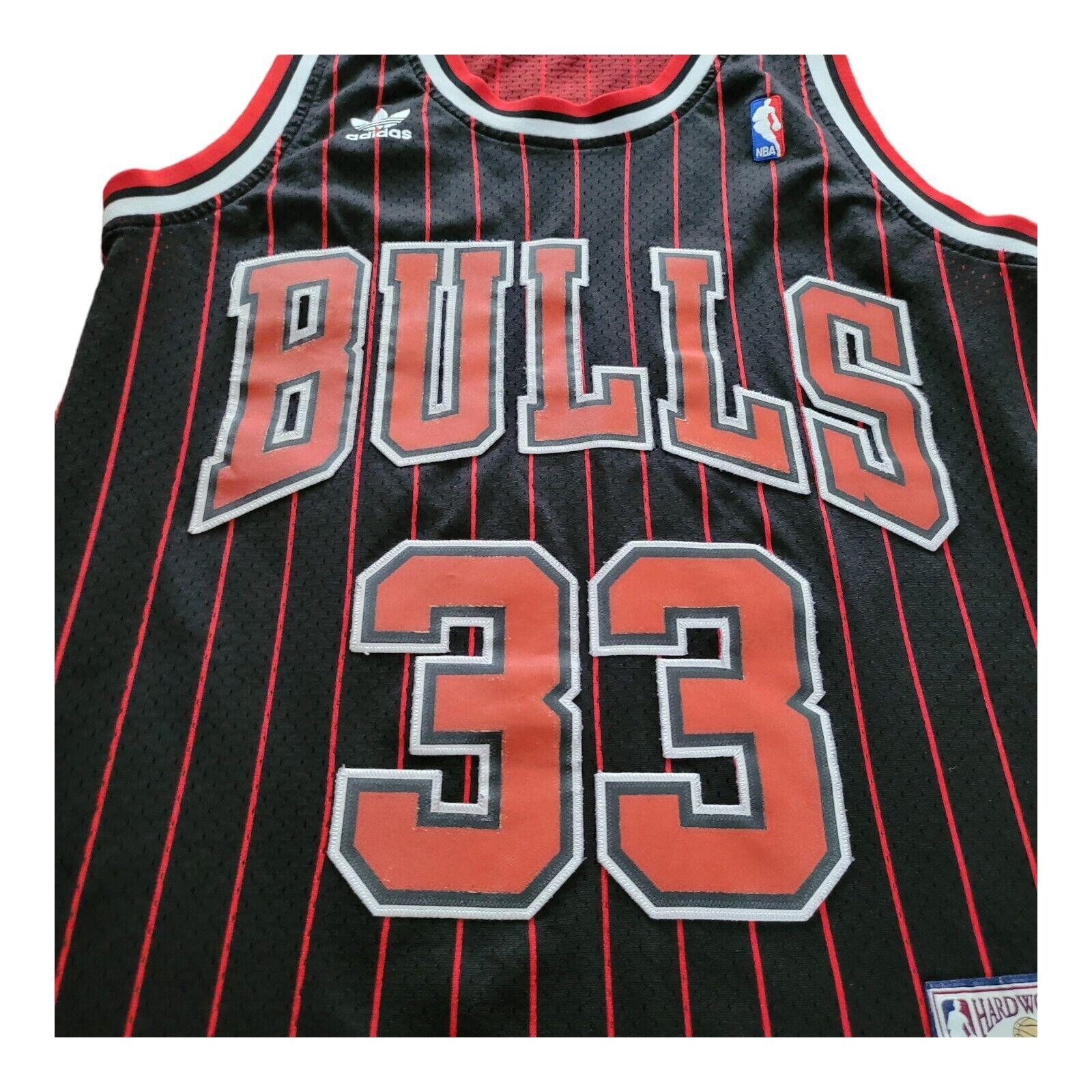 Chicago Bulls Scottie Pippen #33 Black & Red Pinstripe NBA Jersey Size M - BNWT-USASTARFASHION