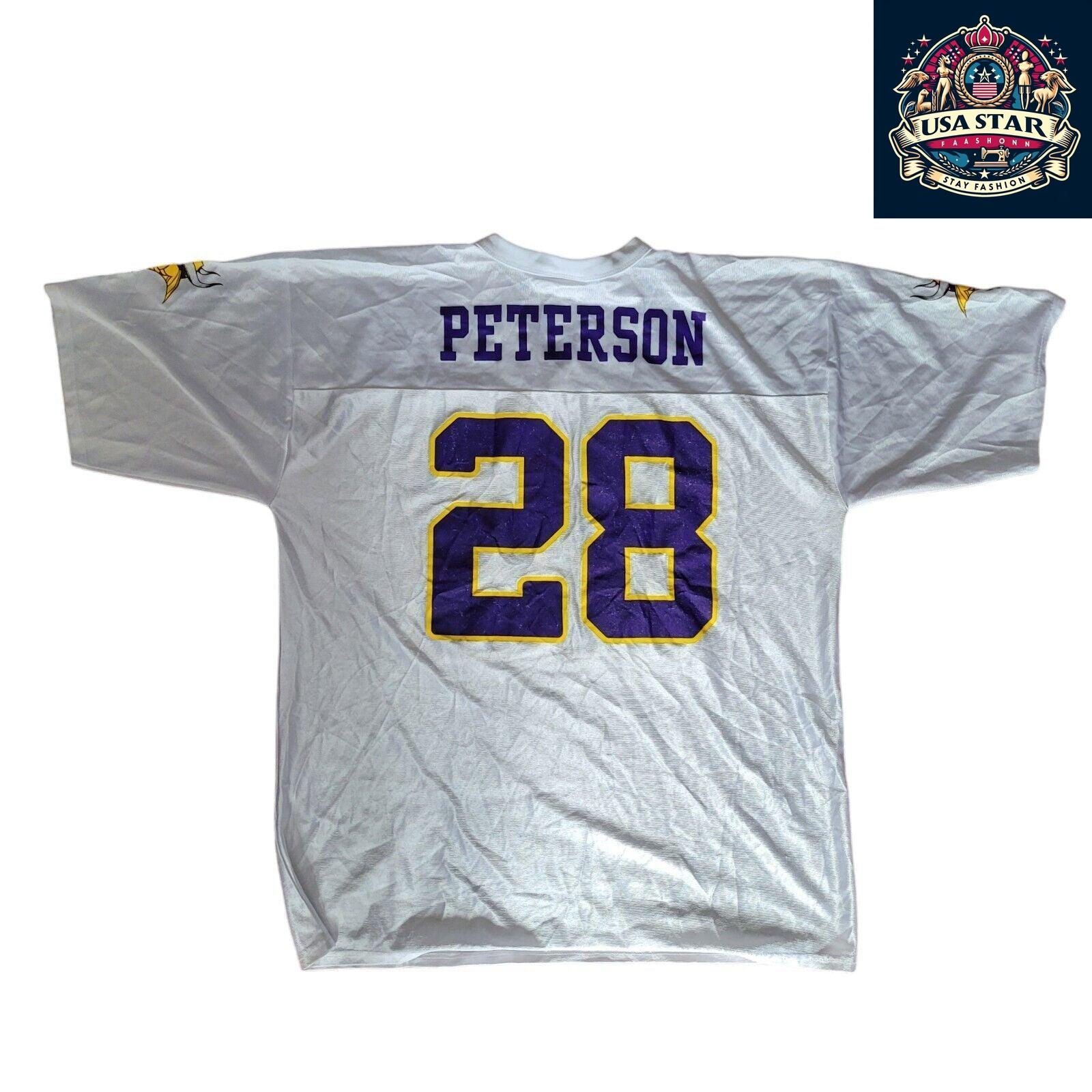 Authentic Minnesota Vikings Jersey XL - Peterson Name, 100% Polyester, Lightweight, moisture-wicking - USASTARFASHION