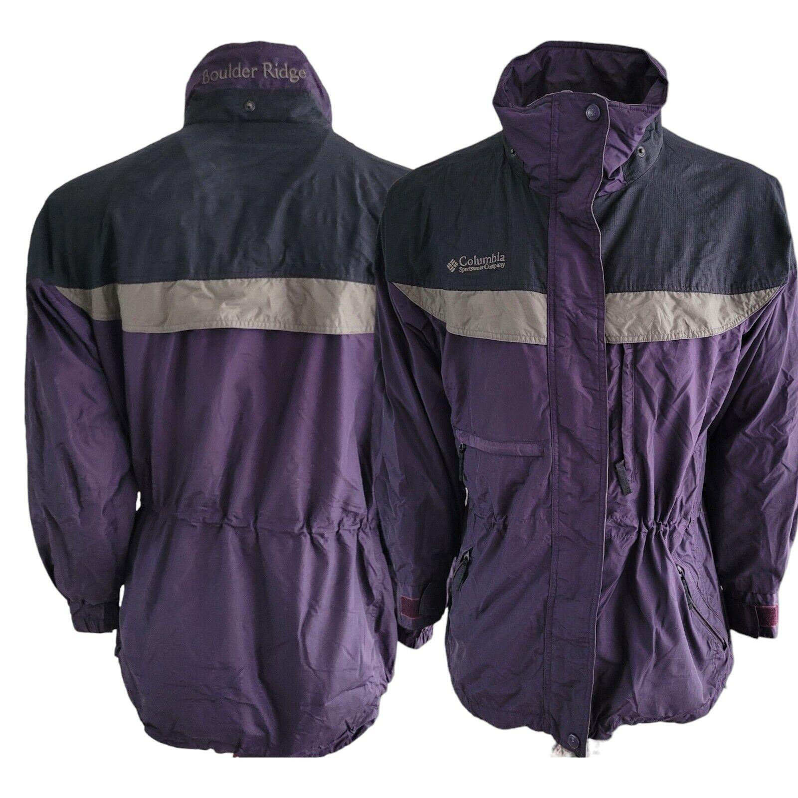 Columbia Boulder Ridge Women's Purple Jacket, Waterproof Nylon, Size M-USASTARFASHION