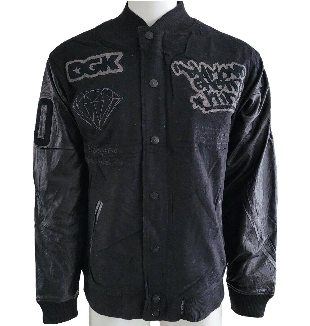 DGK Diamond X Supply Co Men's XL Leather/Wool Varsity Jacket-USASTARFASHION