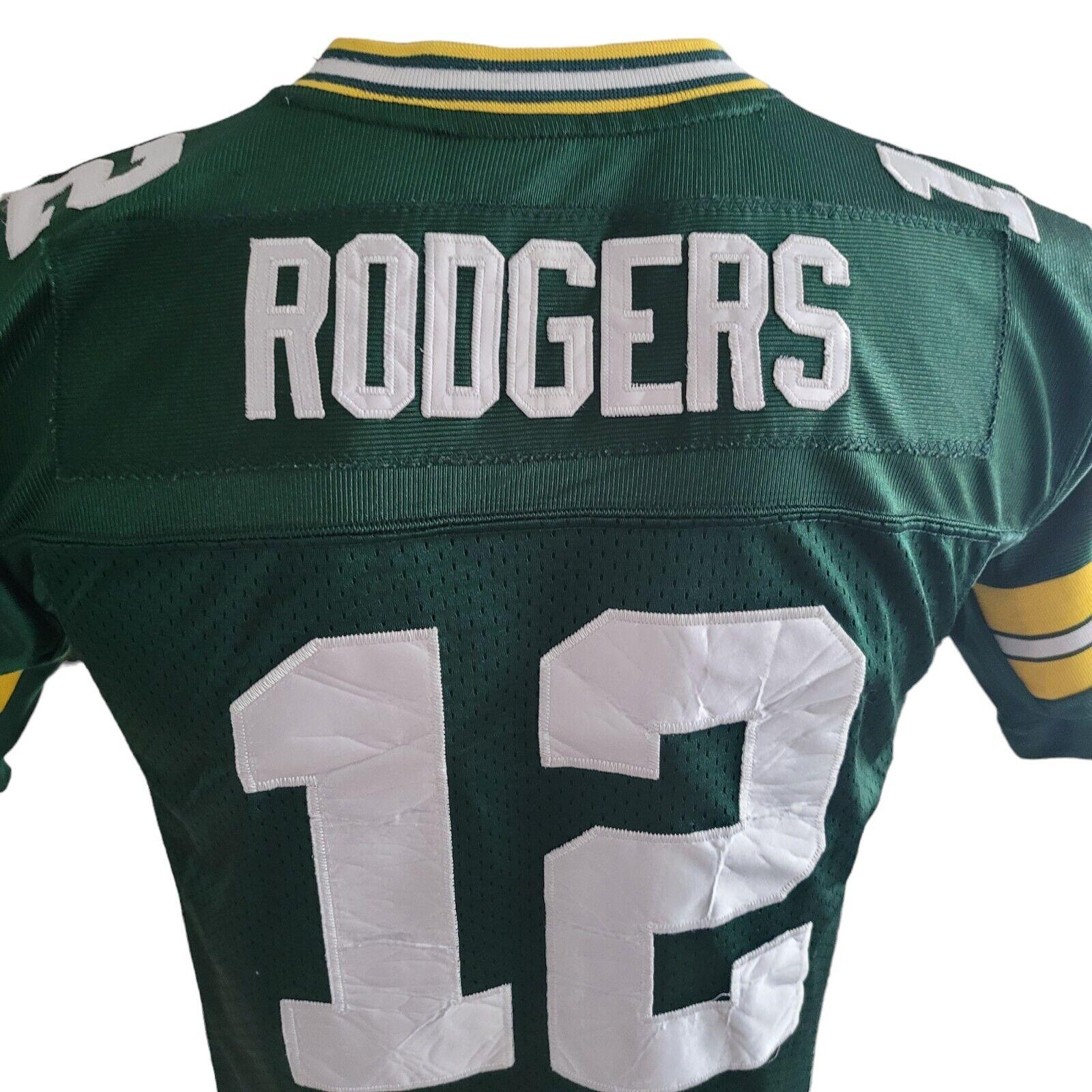 Green Bay Packers Aaron Rodgers #12 NFL Youth Jersey Shirt in Size M - Green Color-USASTARFASHION