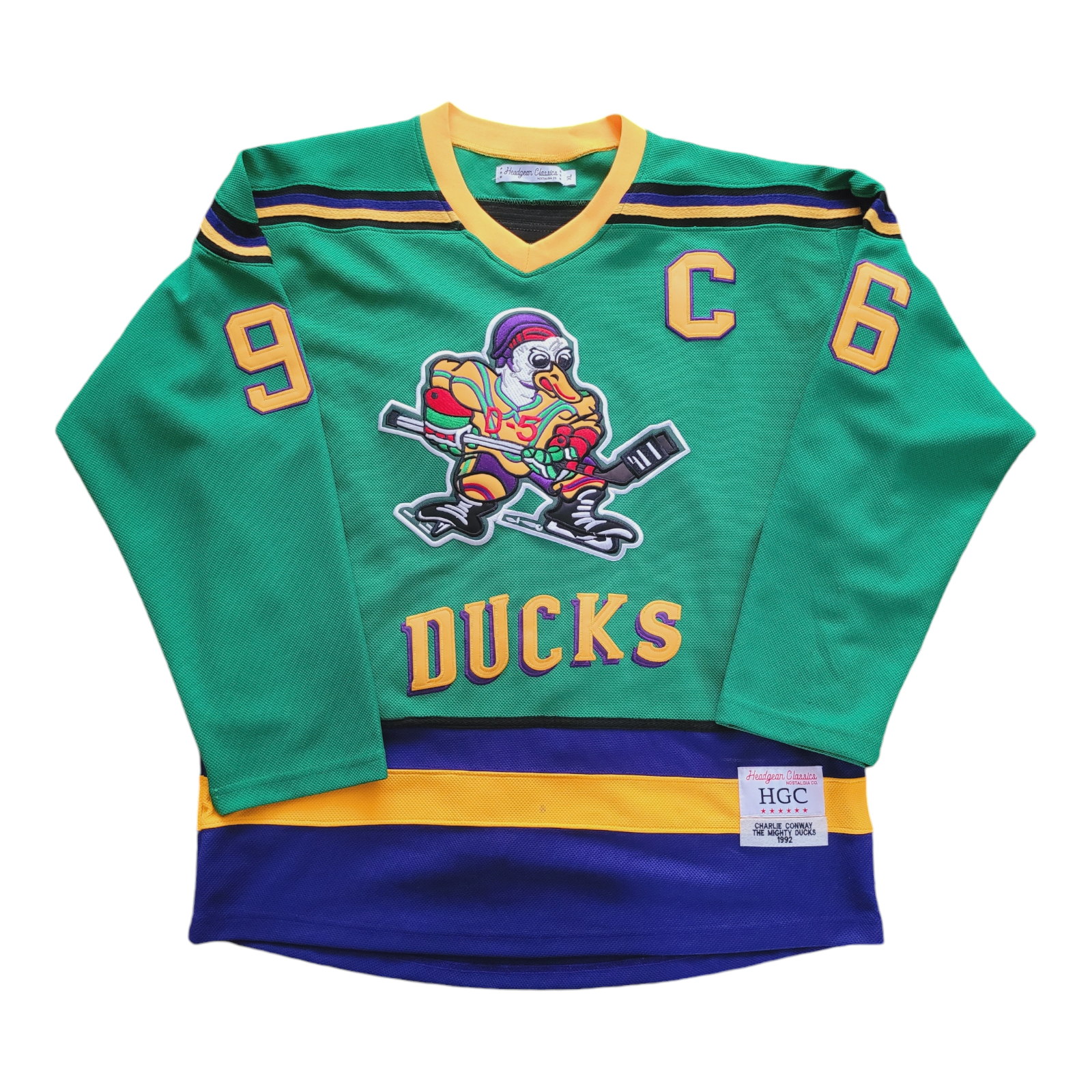 Headgear Classics Charlie Conway 96 Mighty Ducks 1992 Green Hockey Jersey XL