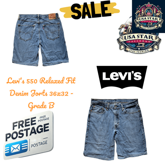 Levi's Jorts 550 Relaxed Fit W36 - Classic Five-Pocket Design, Eco-Friendly Grade B Denim Shorts - USASTARFASHION