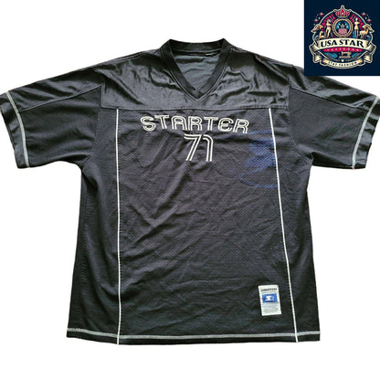 Starter Black Sports Jersey - Number 71, Size L, Breathable Fabric, Iconic Style, Good Condition - USASTARFASHION