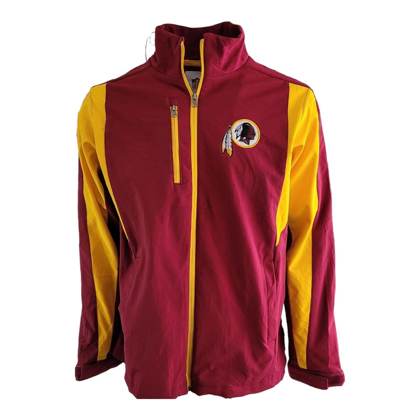 NFL Washington Redskins Red and Yellow Vintage Full Zip Jacket Size L-USASTARFASHION