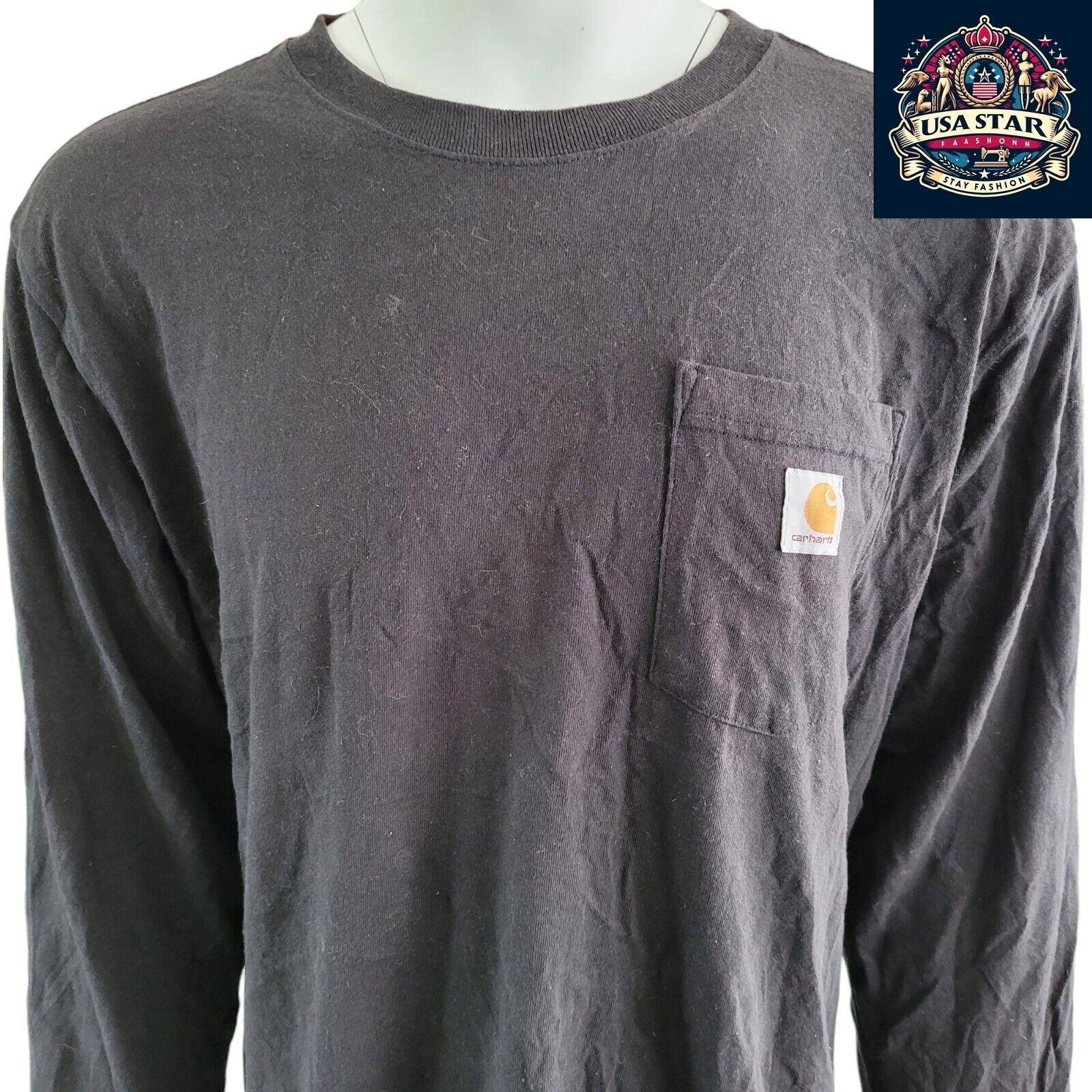 Carhartt Long Sleeve Shirt L | Classic Black, 100% Cotton, Loose Fit, Durable Design - USASTARFASHION