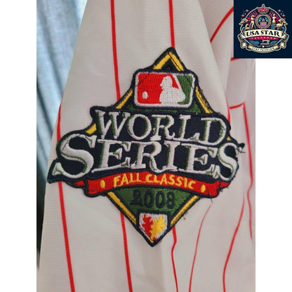 Shane Victorino #8 Vintage Phillies World Series Jersey 2008 Fall Classic Size 50 L - USASTARFASHION
