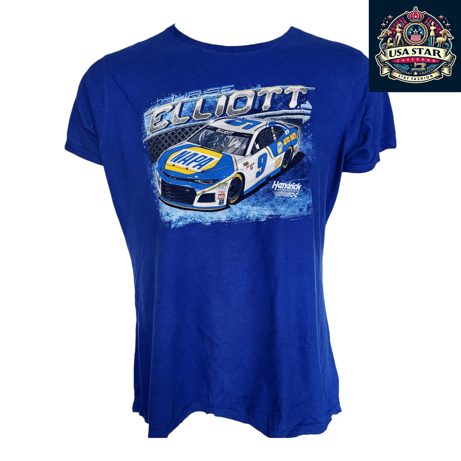 Chase Elliott T Shirt 2XL Blue Graphic Tee 100% Cotton Comfort Fit for NASCAR Fans USASTARFASHION