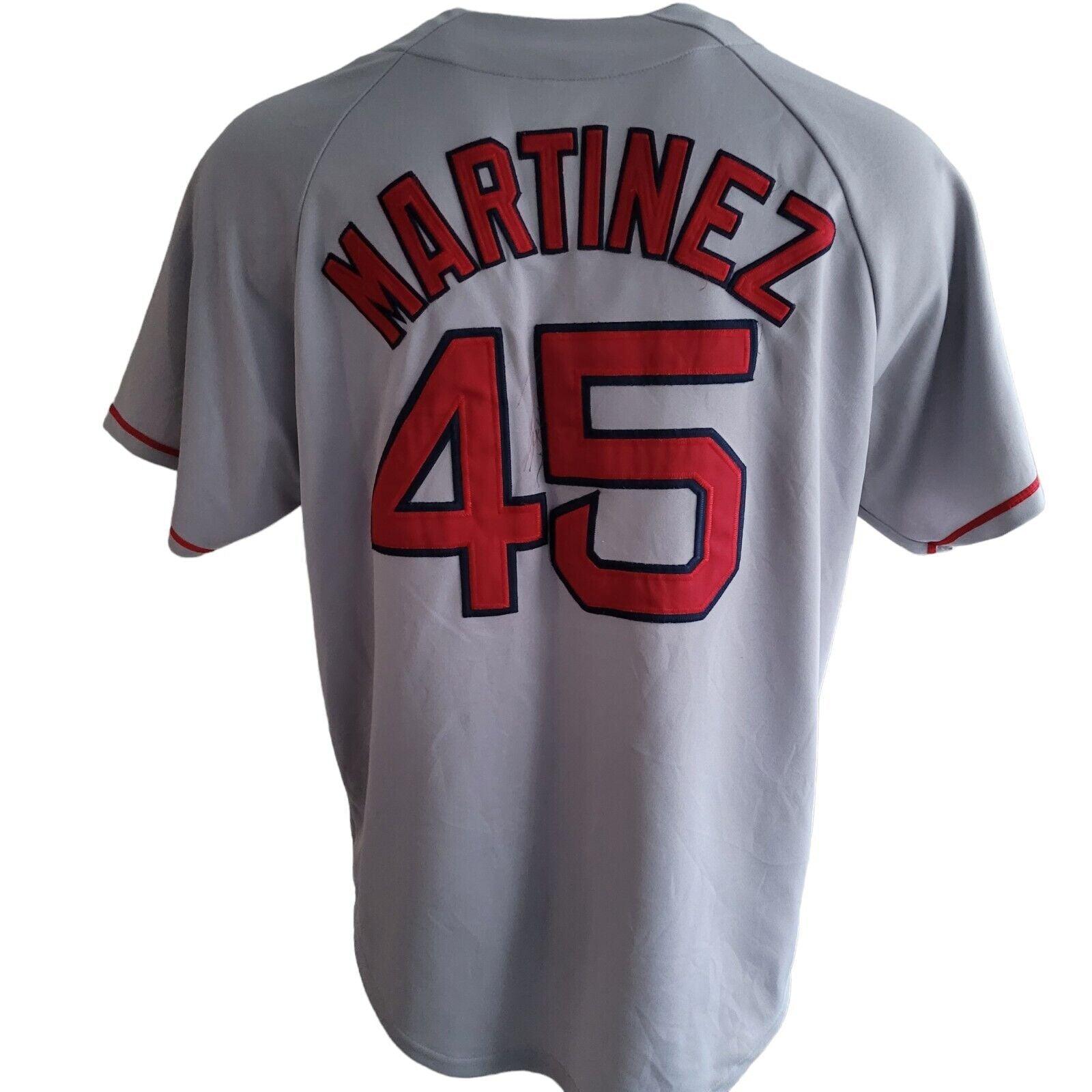 Pedro Martínez #45 Red Sox Majestic MLB Baseball Jersey | XL Men's Size-USASTARFASHION