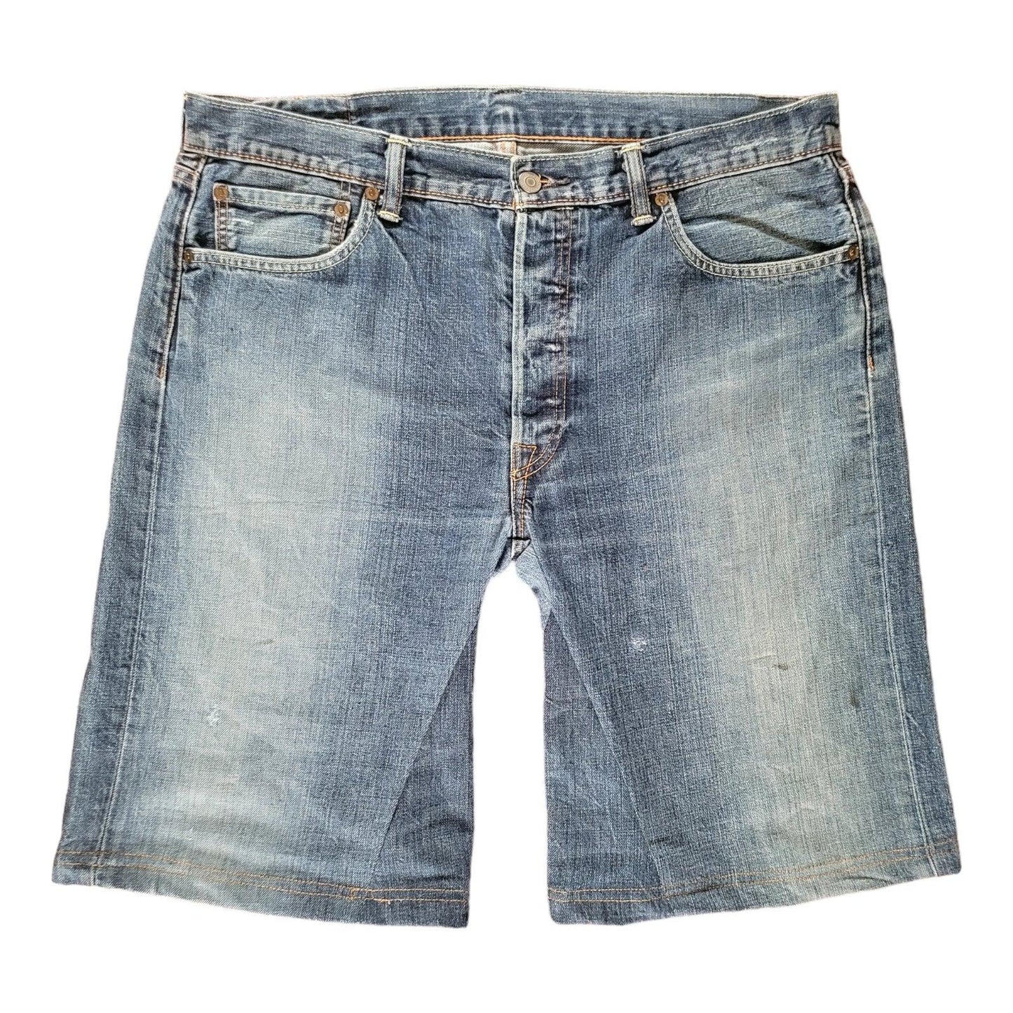 Levi's W36 L34 Light Blue Denim Shorts Distressed Look-USASTARFASHION