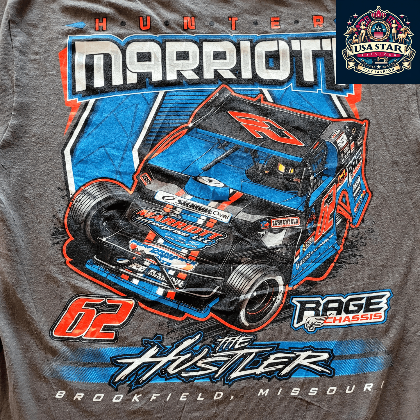 Hunter Marriott Racing T-Shirt For Men | Gildan 100% Cotton | Medium Size | Graphic Design - USASTARFASHION