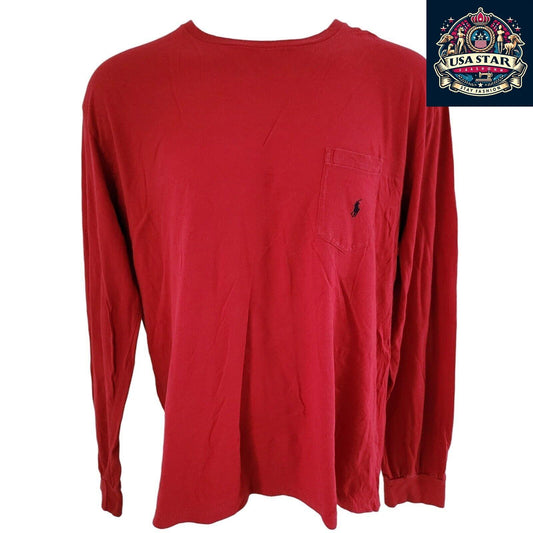 Polo Ralph Lauren Sweatshirt XL - Vintage Red Cotton Pullover, Soft & Breathable Classic Style - USASTARFASHION