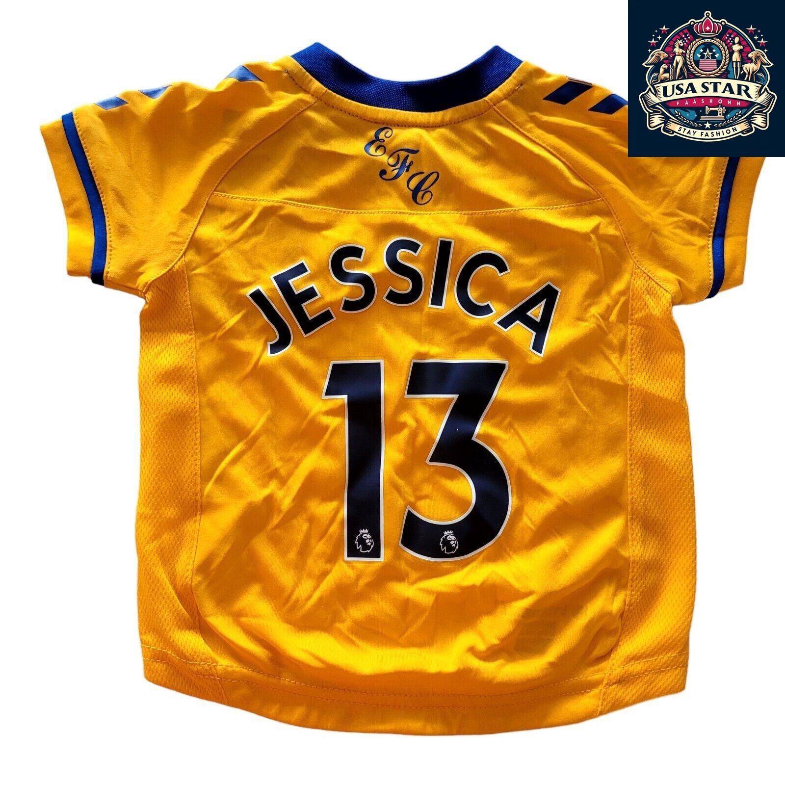 Everton FC Baby Shirt Personalized "Jessica 13" - Size 0-6 Months, Hummel, Embroidered Badge - USASTARFASHION