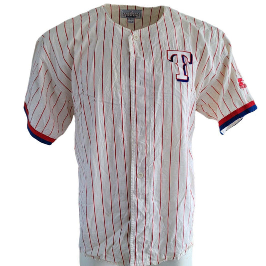 Vintage Starter MLB Texas Rangers Red Striped Baseball Jersey | Size L-USASTARFASHION