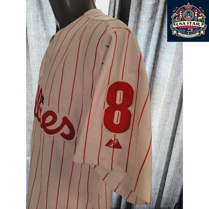 Shane Victorino #8 Vintage Phillies World Series Jersey 2008 Fall Classic Size 50 L - USASTARFASHION