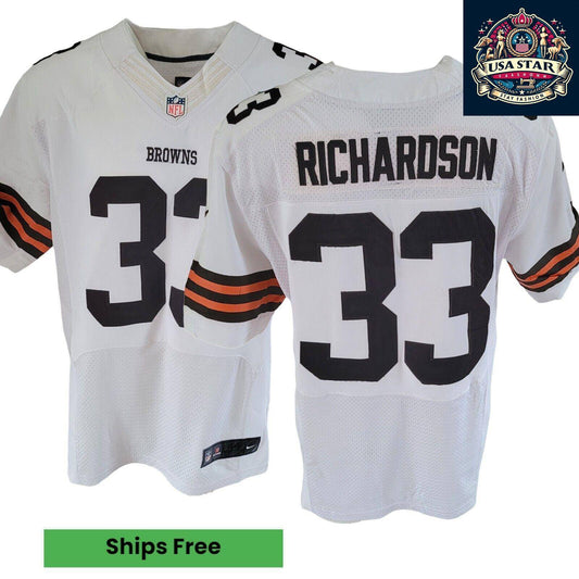 Nike Cleveland Browns Jersey - Men's L White Richardson #33 Short Sleeve - Team Logo & Comfort - USASTARFASHION