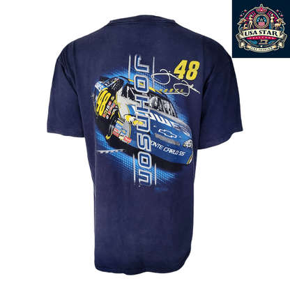 Jimmie Johnson T-Shirt XL by Chase Authentics - Black Cotton with #48 Lowe's Chevy Logo - USASTARFASHION