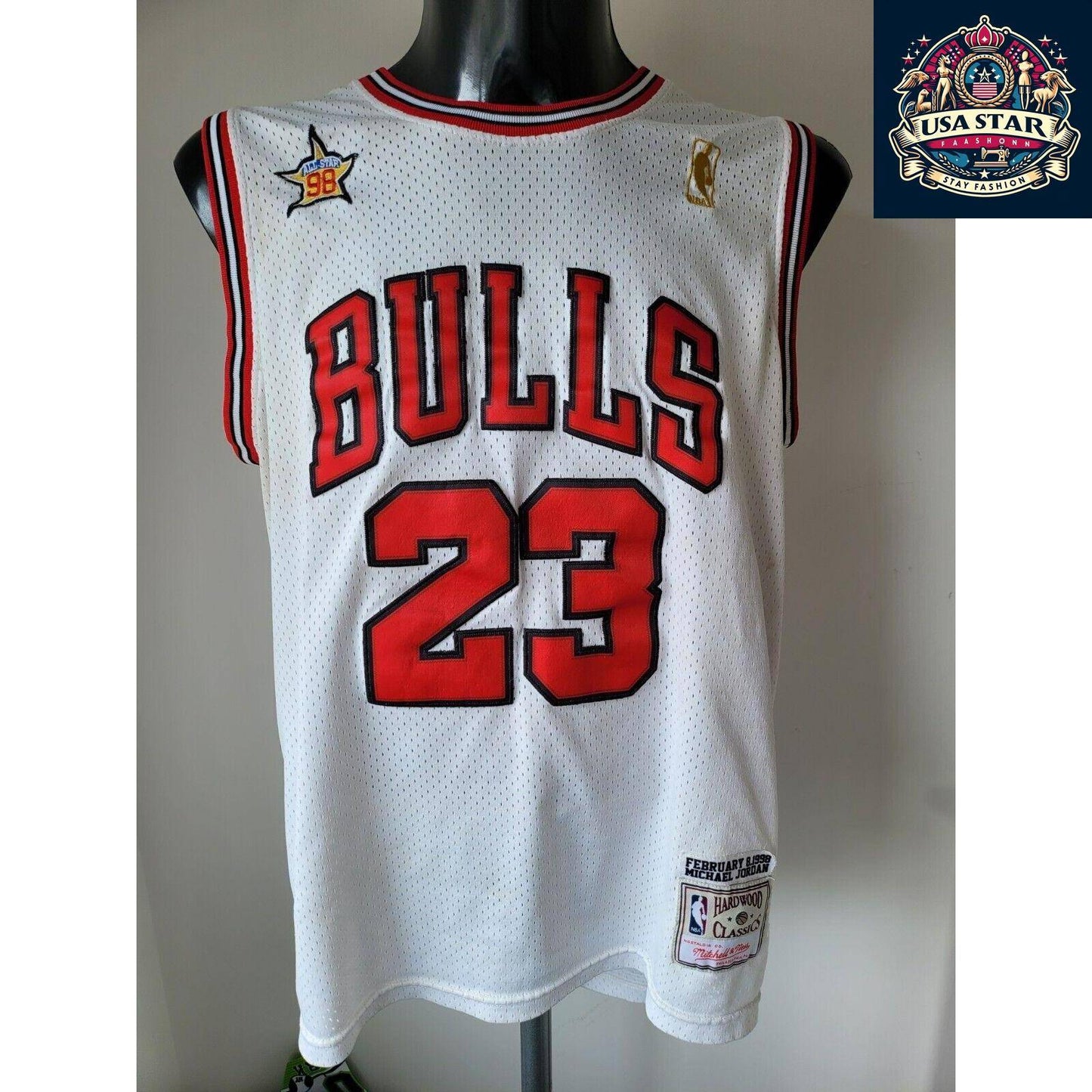 Chicago Bulls Jersey #23 Michael Jordan Hardwood Classics Mitchell & Ness, Size L - USASTARFASHION