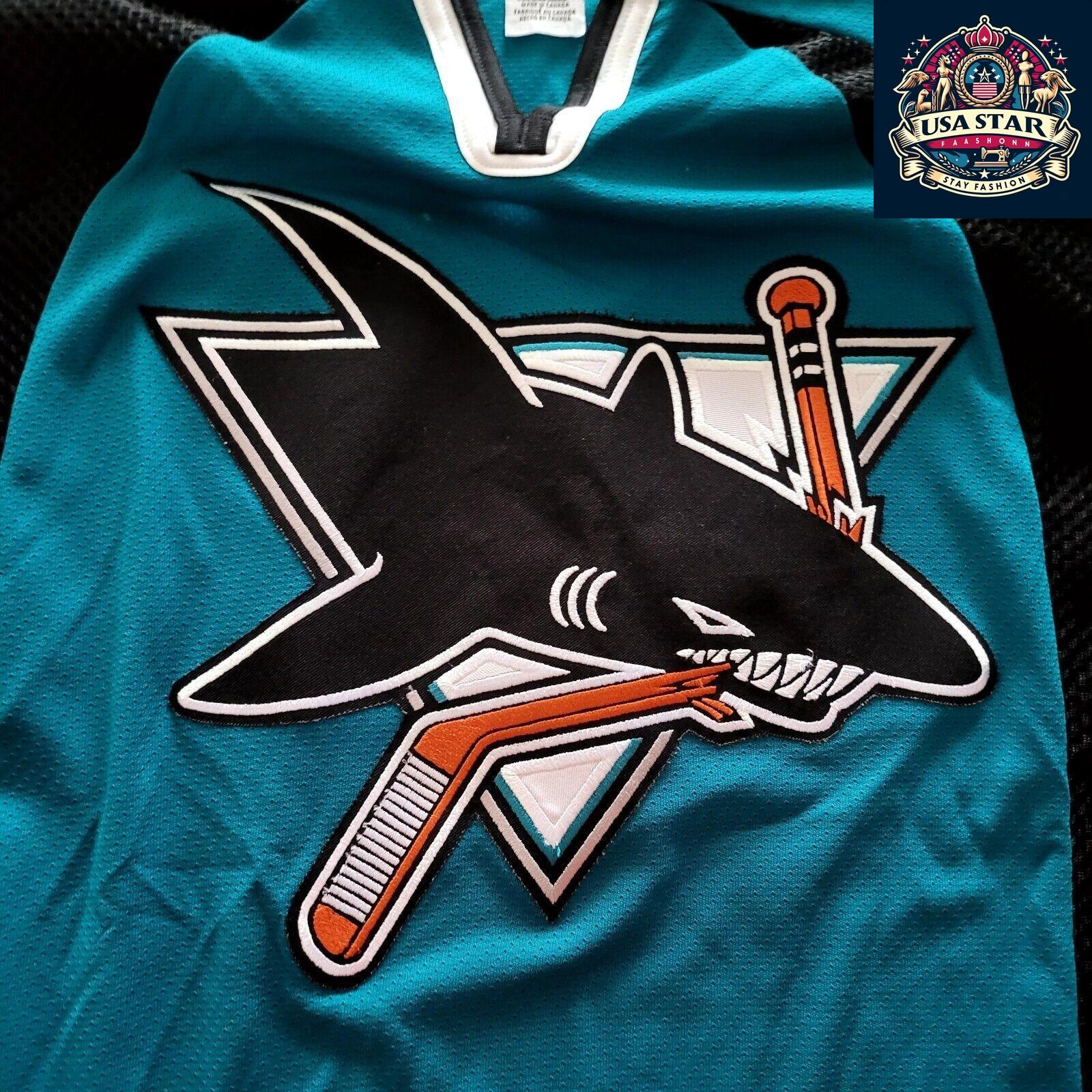 CCM San Jose Sharks Jersey, Teal Men's Medium, Embroidered Logo, Mesh Panels, NHL Official - USASTARFASHION