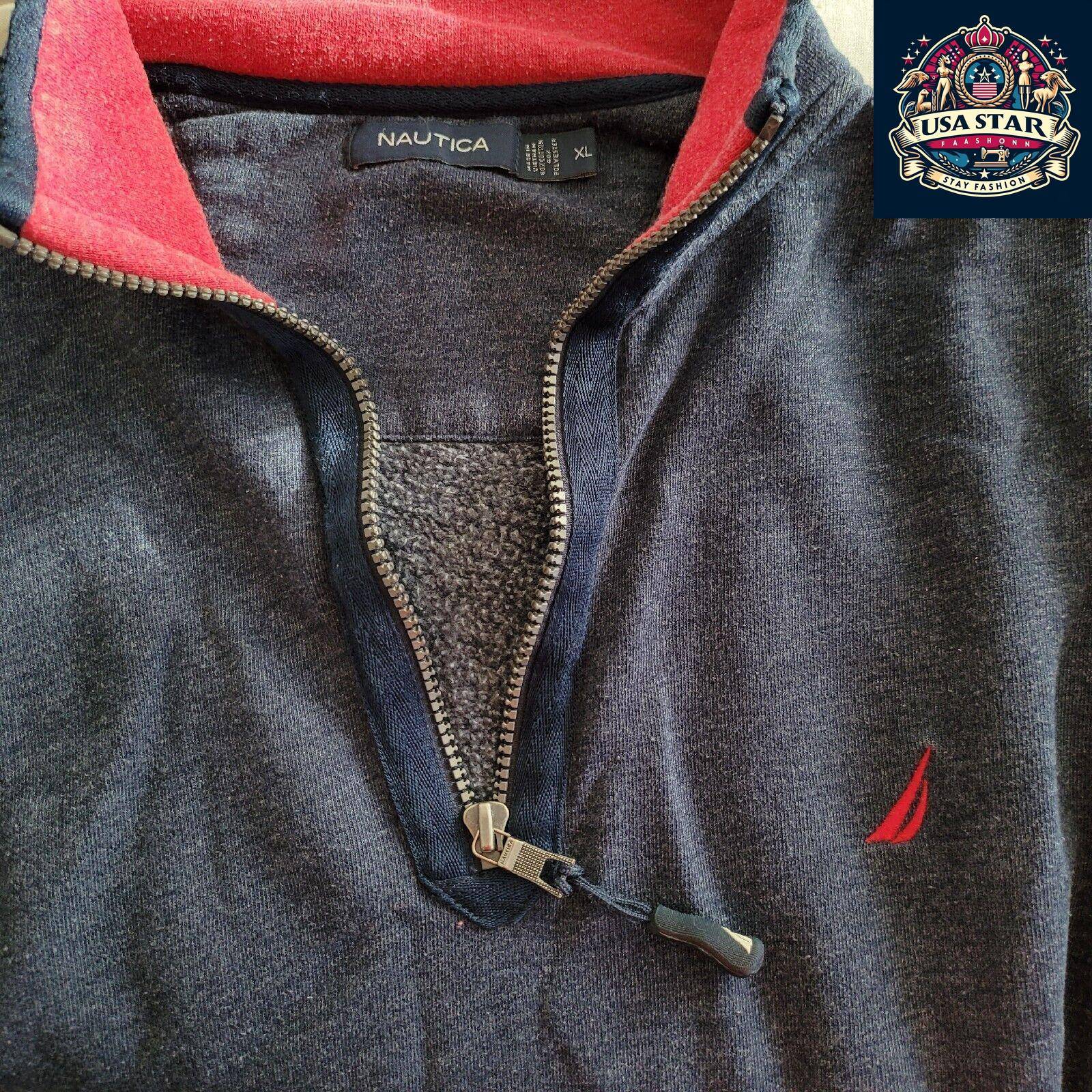 Vintage Nautica Sweatshirt 1/4 Zip, Size XL, Cozy Lightweight Design, Good Condition - USASTARFASHION