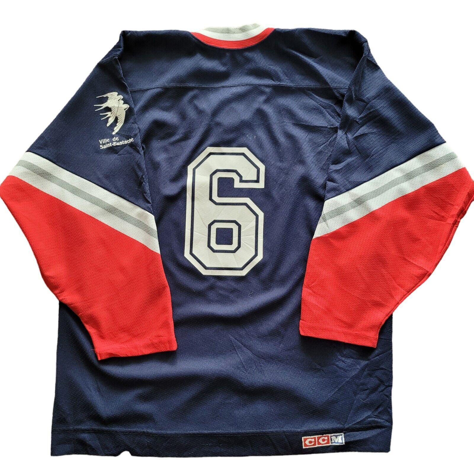 CCM Hockey Mineur Saint Eustache No. 6 Jersey - Size L, Made In Canada-USASTARFASHION