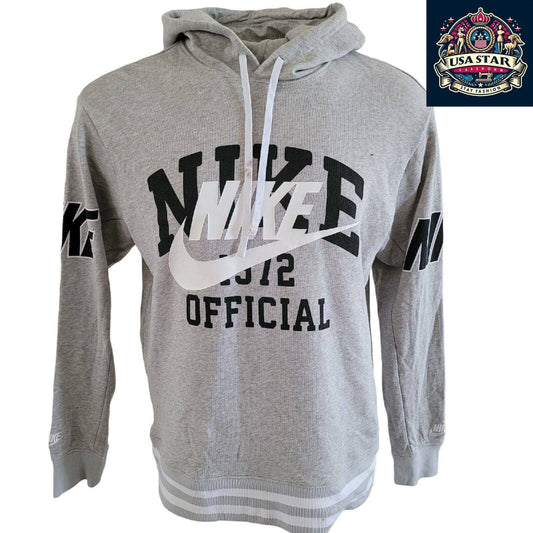 Nike Hoodie 1972 Official Size S in Grey Cotton, Vintage Style Pullover for Comfort and Warmth - USASTARFASHION