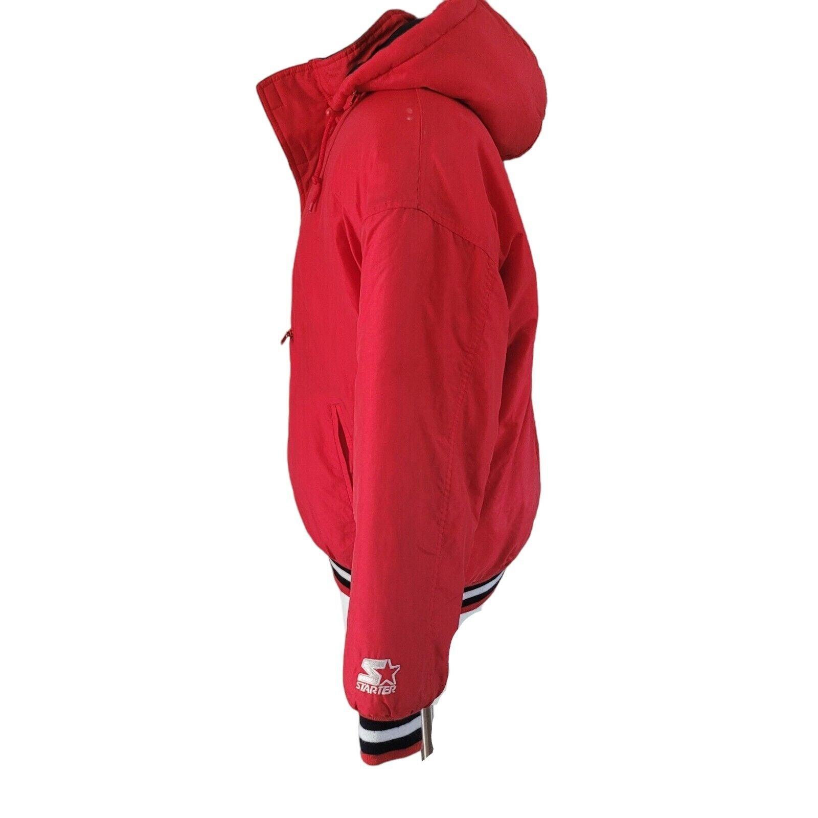 Wisconsin Badgers NHL Puffa Jacket - Red Vintage Starter - Size L - 27" Chest, 28" Length-USASTARFASHION