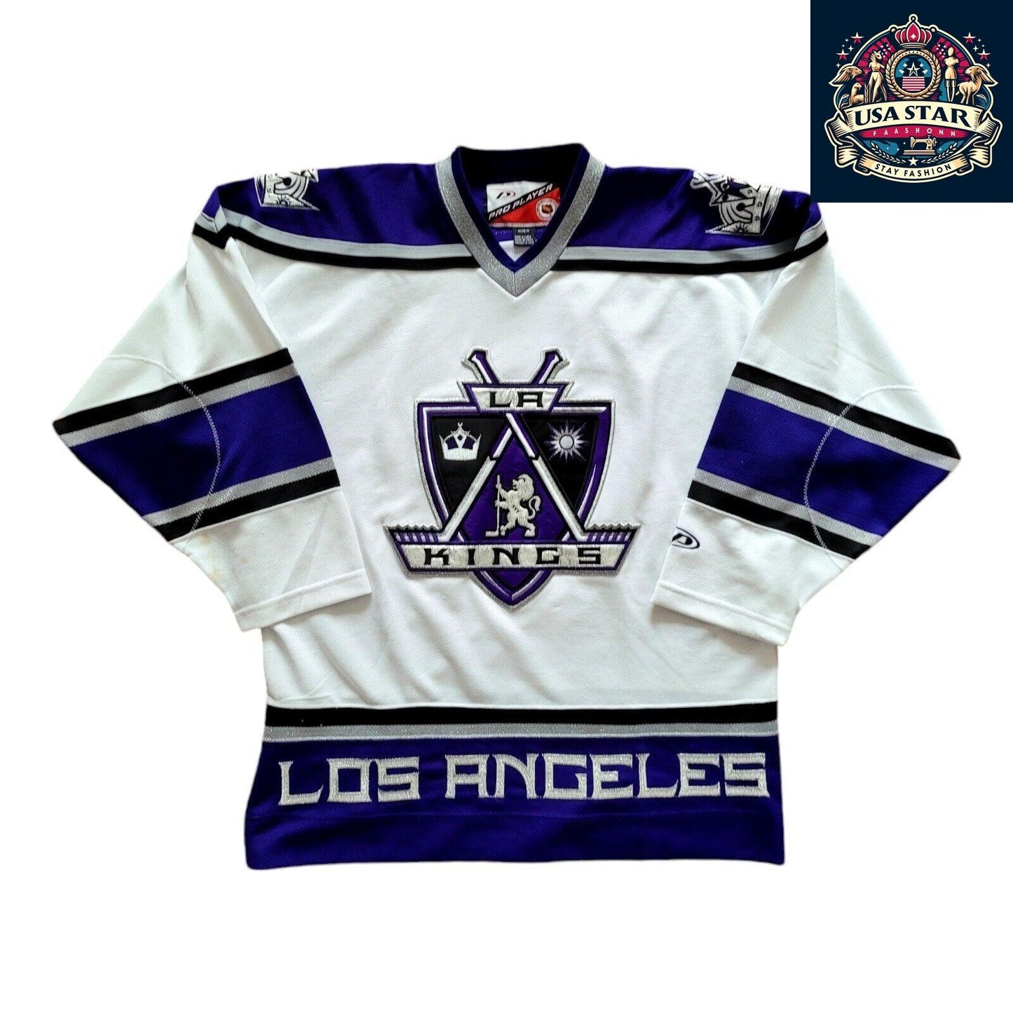 Vintage Los Angeles Kings Jersey M/M - NHL Pro Player Hockey Jersey in Black and Purple - USASTARFASHION